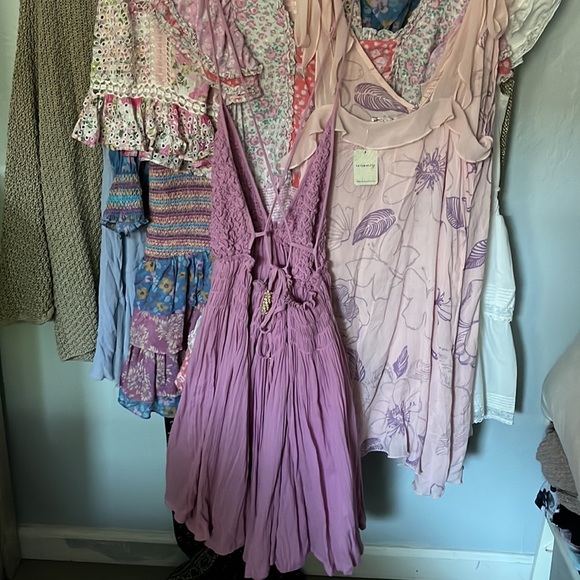 Free people forever favorite mini dress halter smocked bareback cross strappy - Picture 7 of 17